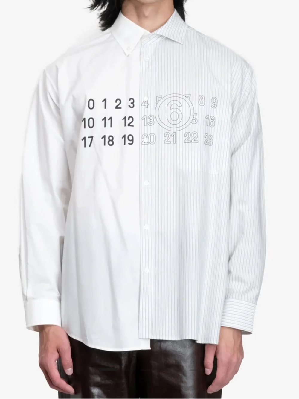 Maison Margiela MM6 Numeric Logo Split Panel Button Down Shirt Small